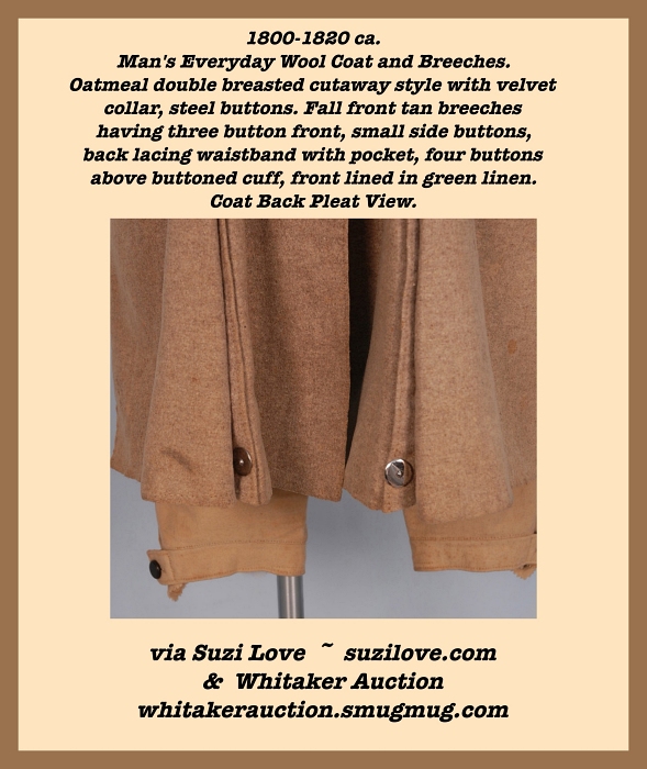 1800-1820 ca. Man’s Everyday Oatmeal Colored Wool Suit With Breeches. #Regency #Fashion