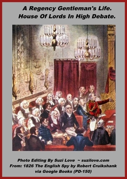 1826 House Of Lords In High Debate. A Regency Gentleman's Life. From The English Spy By Robert Cruikshank.