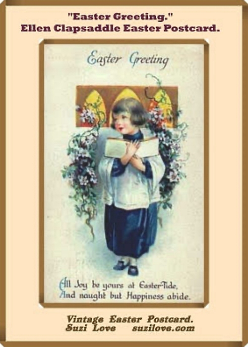 'Easter Greetings' By Ellen Clapsaddle (1865-1934) via digitalgallery.nypl.org