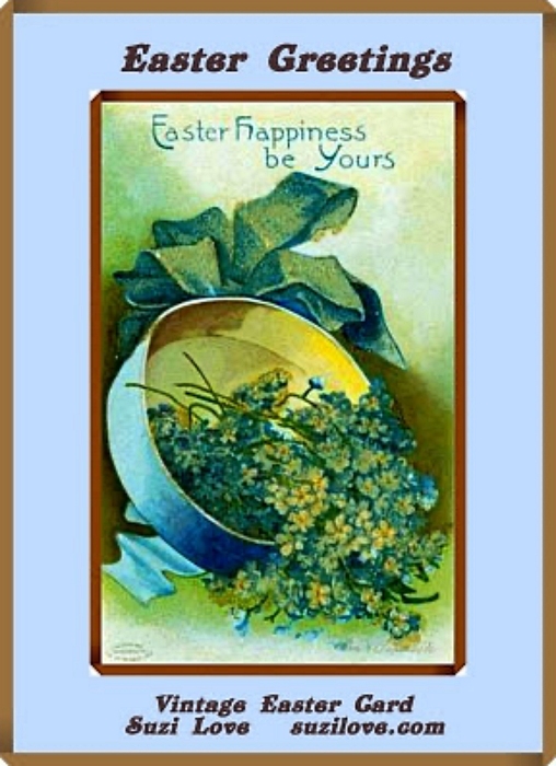 'Easter happiness be yours' By Ellen Clapsaddle (1865-1934) via digitalgallery.nypl.org